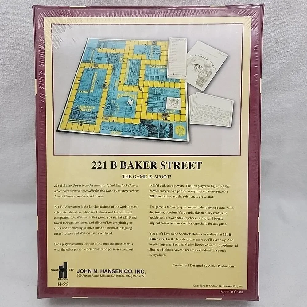 Game 221B Baker Street Sherlock Holmes The Master Detective Hansen 1977 NEW